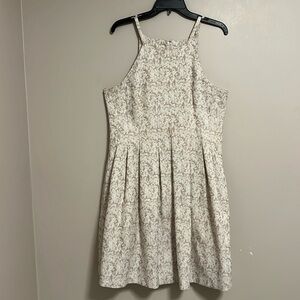 Calvin Klein Scuba Fit & Flare Dress With‎ Pockets Cream & Tan Abstract Print 12
